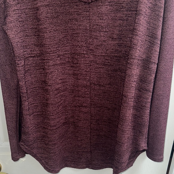 Burgundy colored Mudd Brand Heathered Cardigan with Relaxed Fit - Picture 9 of 9